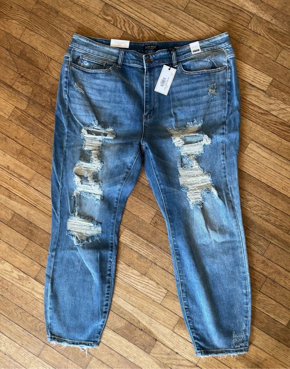 Judy Blue 22W Boyfriend Fit Distressed High Waist Jeans
